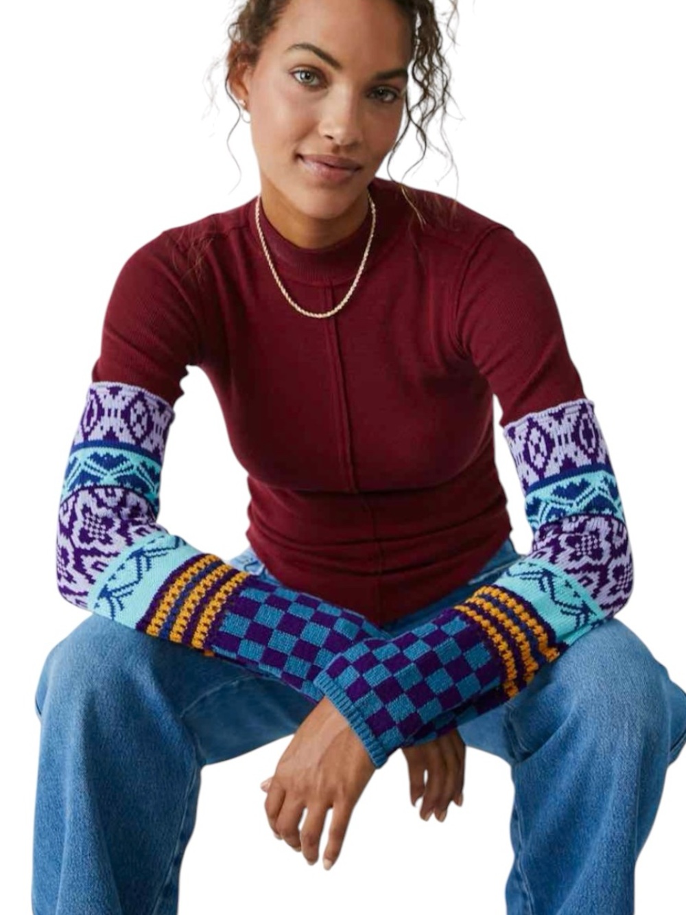 **NWT** Free People Gorgeous Cuff Thermal Top Sweater Sleeves
